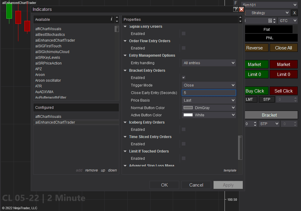 Bracket Entry Orders - CL 2 Minute | Affordable Indicators – NinjaTrader Bracket Entry Orders - CL 2 Minute