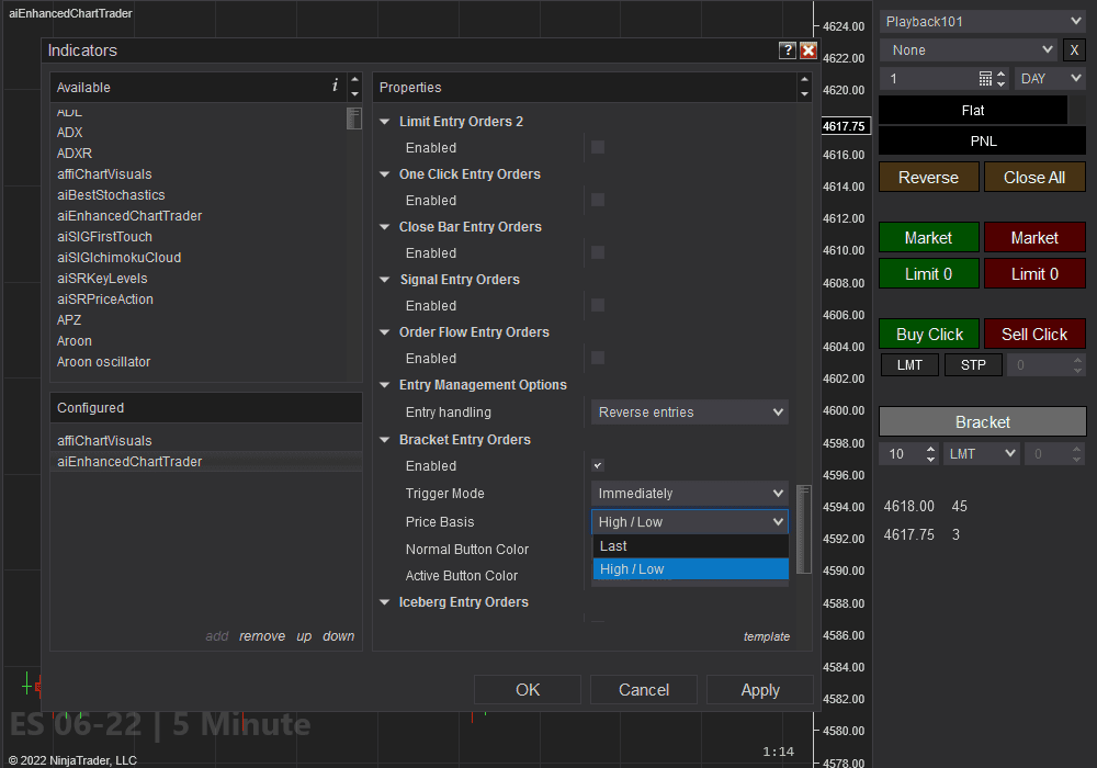 Bracket Entry Orders - ES 5 Minute | Affordable Indicators – NinjaTrader Bracket Entry Orders - ES 5 Minute